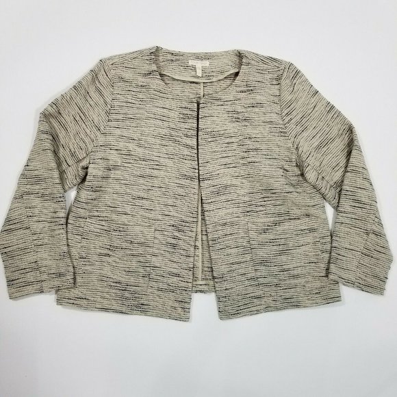 Eileen Fisher Tweed Textured Striped Open Front - Picture 1 of 6